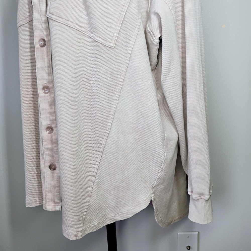 Jane & Delancey Waffle Knit Top Beige Womens XXL Grunge Cozy Oversized Pockets - Picture 3 of 9